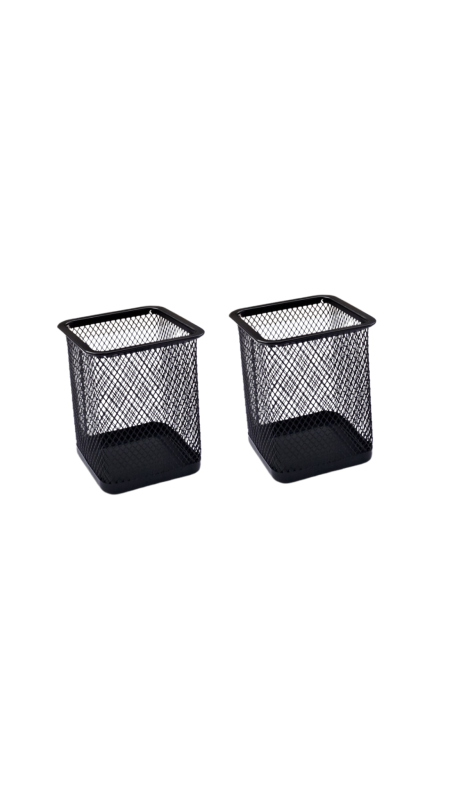 Pen stand | Steel | Black | Durable mesh design | Pack of 2